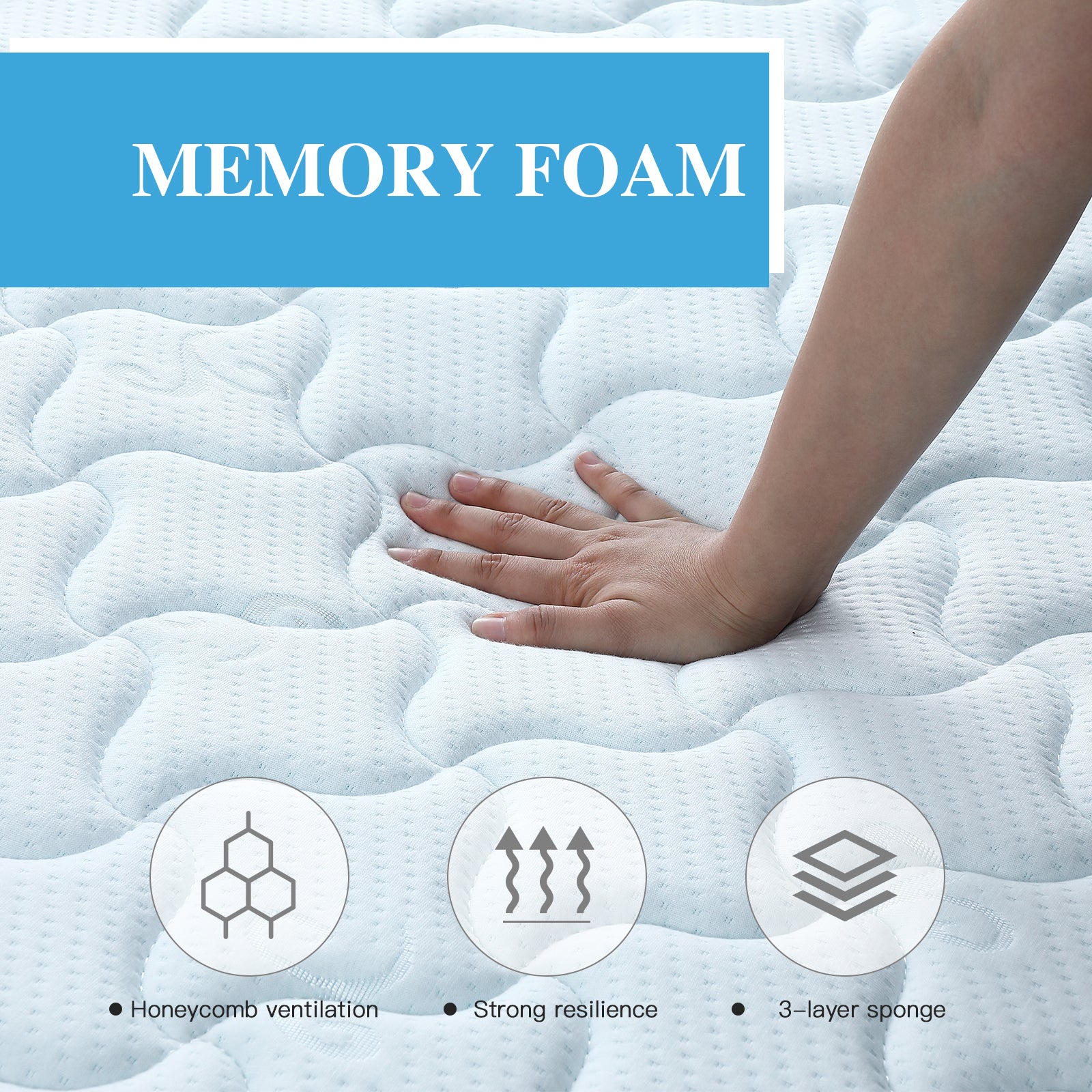 18cm Hybrid Memory Foam & Pocket Spring Mattress – Pressure Relief, Motion Isolation, Breathable Support | Single, Small Double, Double, King