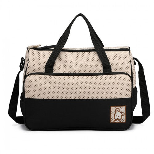 Miss Lulu Polyester 5 Pcs Set Maternity Baby Changing Bag Polka Dot Series - Black