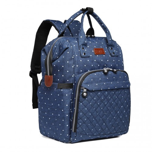 Kono Wide Open Designed Baby Diaper Changing Backpack Dot - Navy