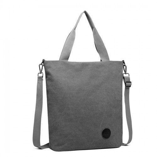 Kono Large Canvas Unisex Messenger Bag - Grey
