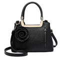 MISS LULU PU LEATHER ROSE HANGING ORNAMENT HANDBAG - BLACK