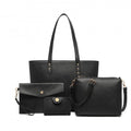 Miss Lulu 4 Piece Handbag Set - Black