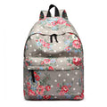 Miss Lulu Large Backpack Flower Polka Dot - Grey
