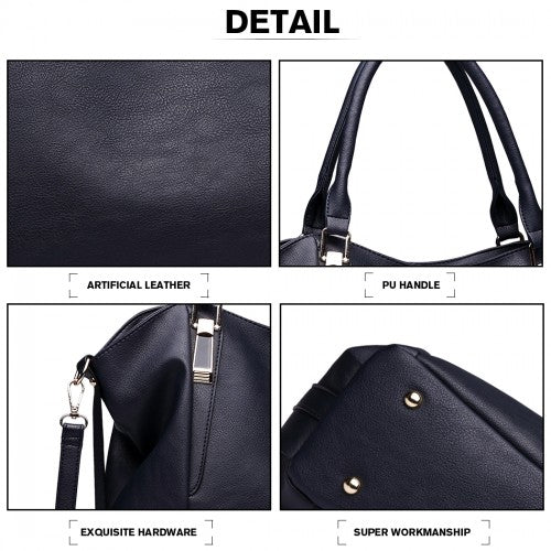 Miss Lulu Soft Leather Elegant Simple Shoulder Bag - Navy