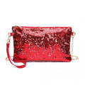 Miss Lulu Sequins Clutch Evening Bag - Red