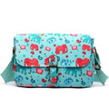 Miss Lulu Matte Oilcloth Medium Elephant Print Satchel Light Blue