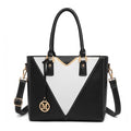 Miss Lulu Leather Look V - Shape Shoulder Handbag - Black
