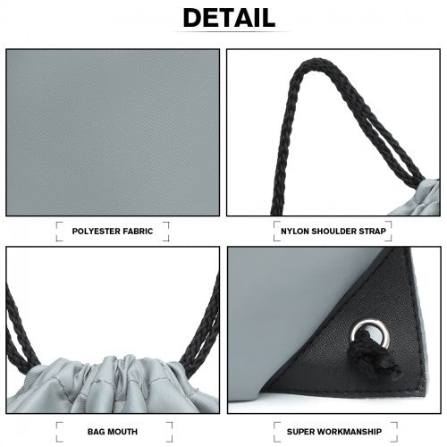 Kono Polyester Drawstring Backpack - Grey