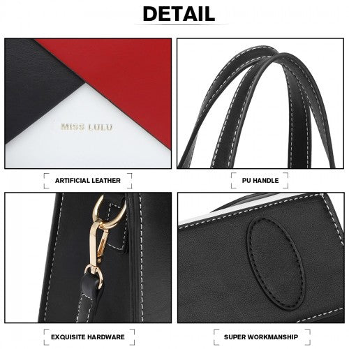 Miss Lulu Contrast Panel Shoulder Bag - Red