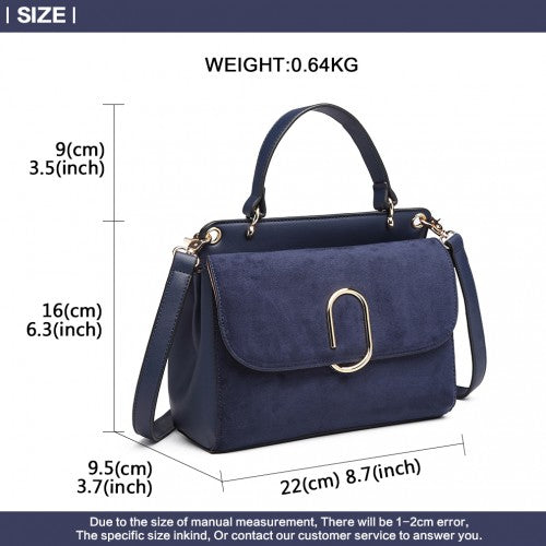 MISS LULU STYLISH LADIES LEATHER HANDBAG SHOULDER BAG NAVY