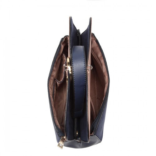 MISS LULU STYLISH LADIES LEATHER HANDBAG SHOULDER BAG NAVY