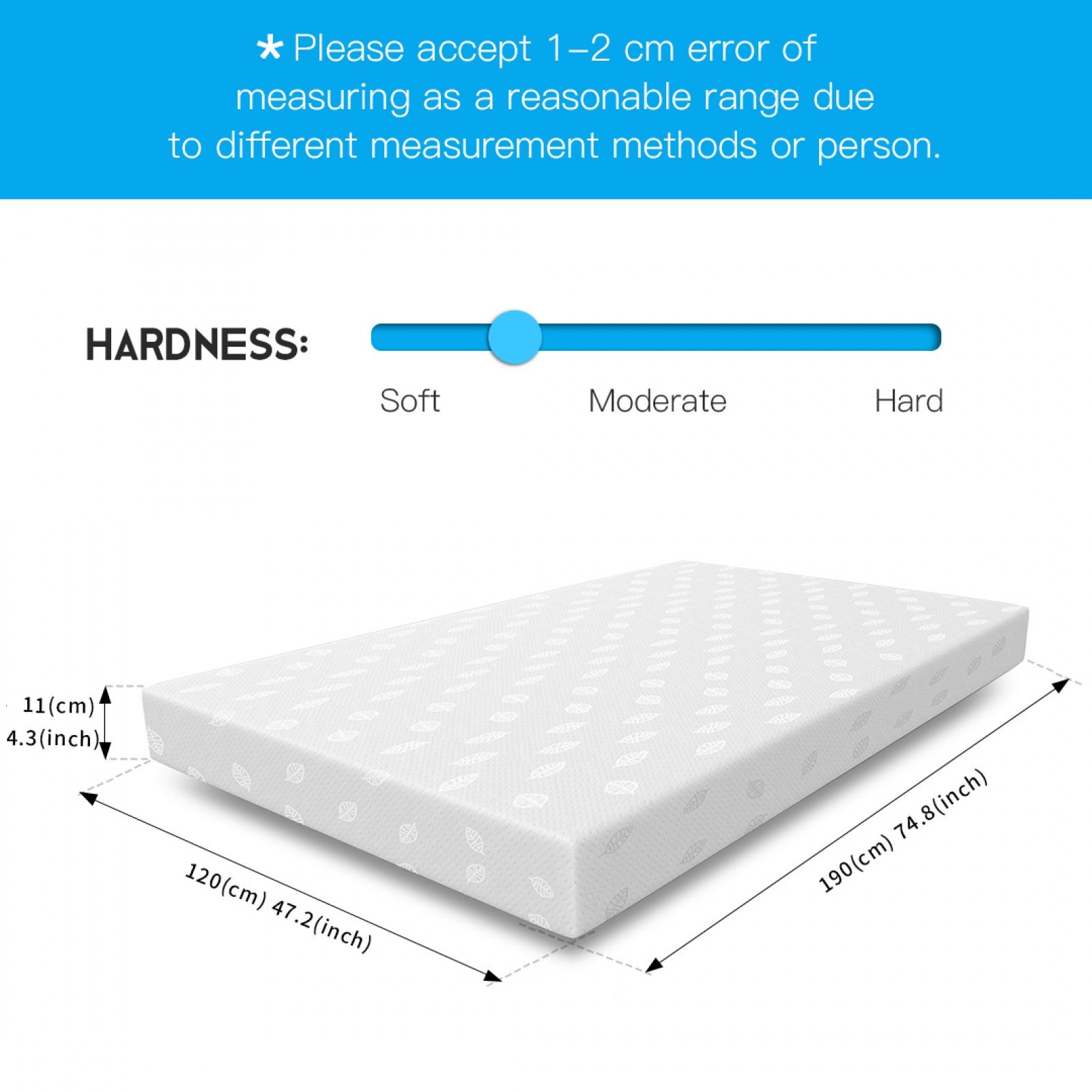 Luxury 11cm Triple-Layer Memory Foam Mattress – Pressure Relief, Hypoallergenic, Breathable | Single, Small Double, Double, King