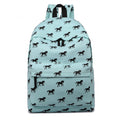 Miss Lulu Horse-Print Cotton Canvas School Backpack - Blue