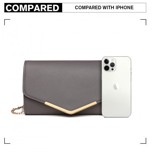 Miss Lulu Vegan Envelope Clutch Bag - Grey