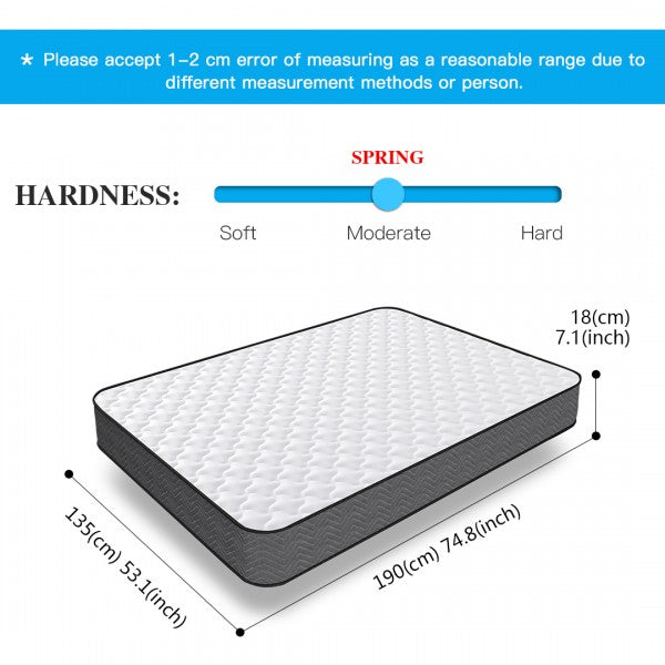18cm Memory Foam & Spring Mattress – Cooling Honeycomb Design, Lumbar Support, Pressure Relief | Single, Small Double, Double, King
