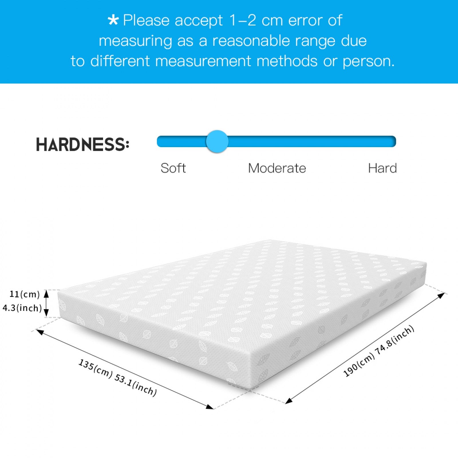 Luxury 11cm Triple-Layer Memory Foam Mattress – Pressure Relief, Hypoallergenic, Breathable | Single, Small Double, Double, King