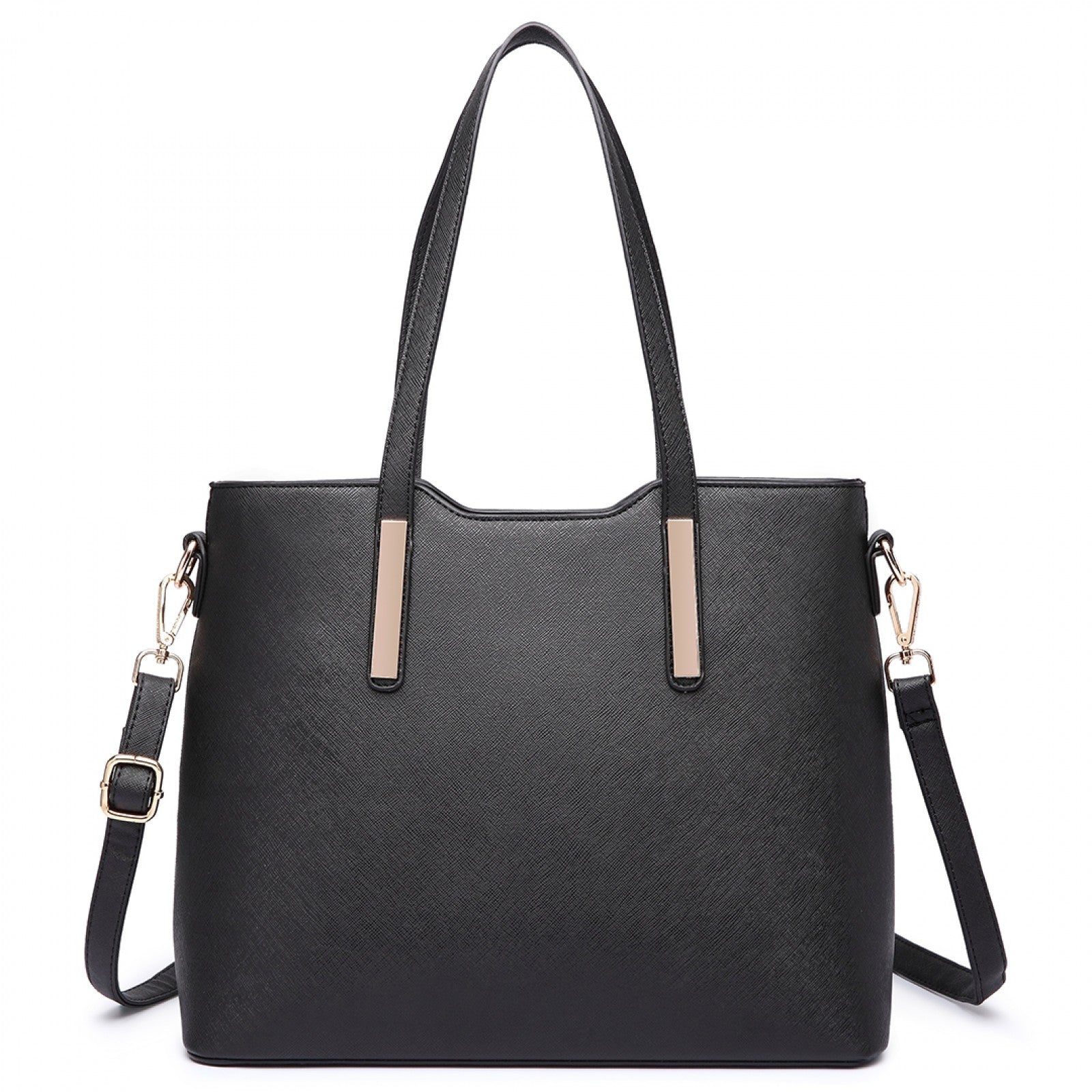 Miss Lulu Three Piece Tote Shoulder Bag And Clutch - Black