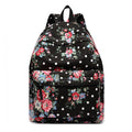 Miss Lulu Large Backpack Flower Polka Dot - Black