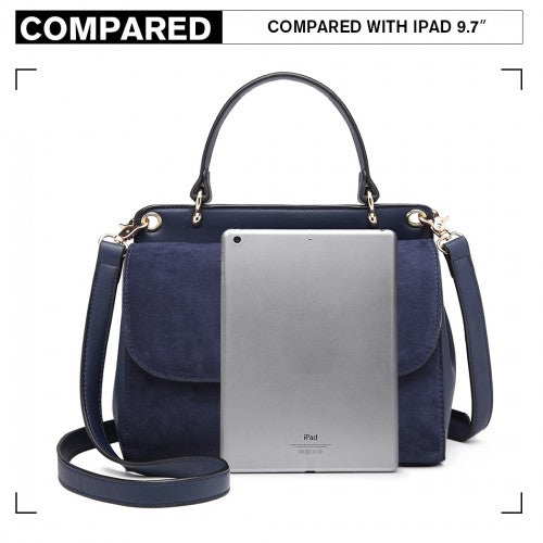 MISS LULU STYLISH LADIES LEATHER HANDBAG SHOULDER BAG NAVY