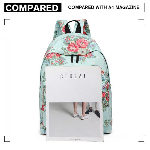 Miss Lulu Large Backpack Flower Polka Dot - Light Blue