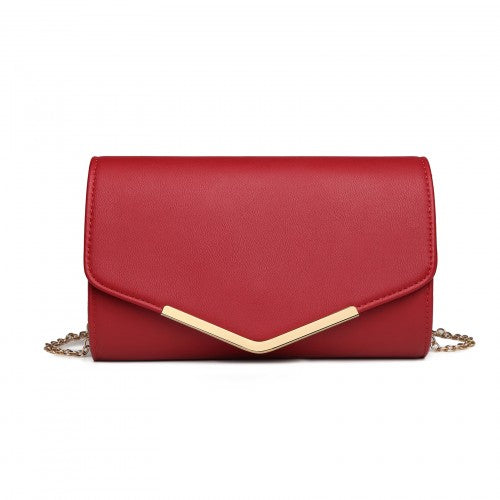 Miss Lulu Vegan Envelope Clutch Bag - Red