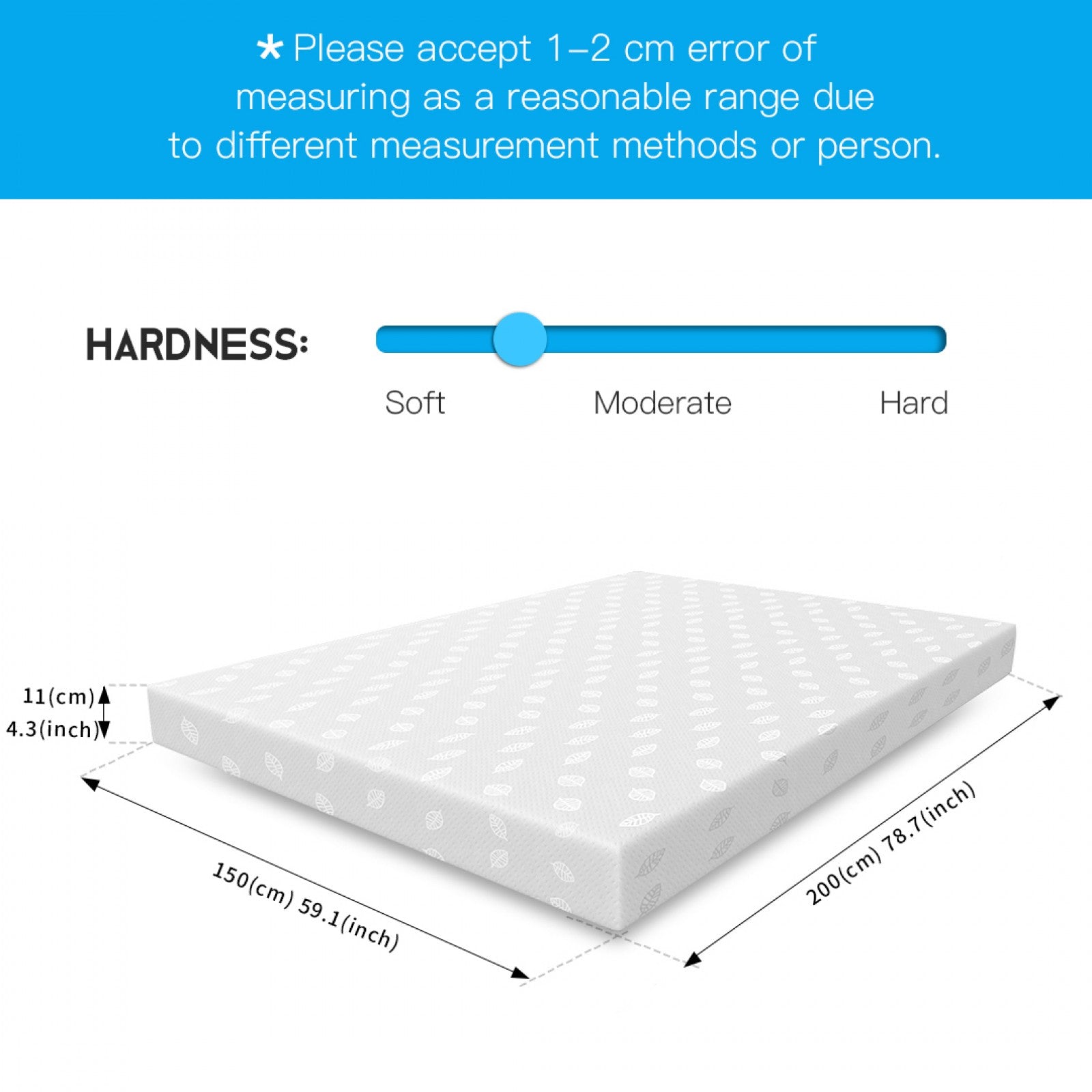 Luxury 11cm Triple-Layer Memory Foam Mattress – Pressure Relief, Hypoallergenic, Breathable | Single, Small Double, Double, King