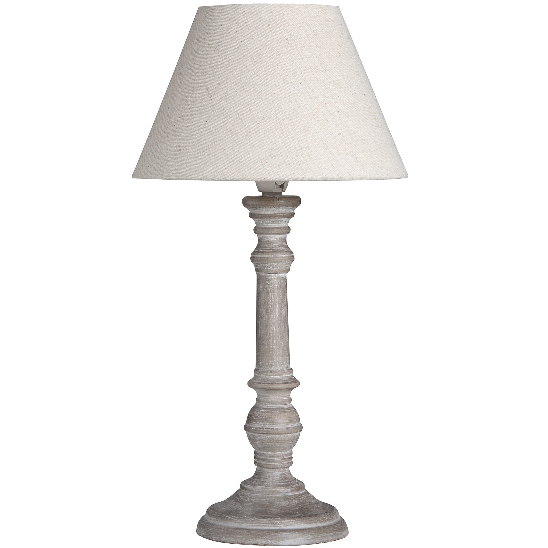 Pella Table Lamp – Rustic Washed Wood Base & Linen Shade