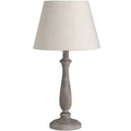 Classic Rustic Table Lamp with Whitewashed Wooden Base & Linen Shade – Neutral Cottage Style