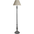 Ithaca Floor Lamp – Whitewashed Grey Carved Base with Linen Shade