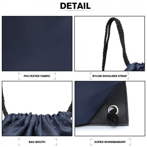 Kono Polyester Drawstring Backpack - Navy