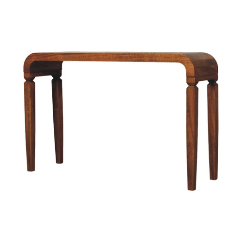 Arcus Console Table - Solid Mango Wood in Amber Oak Finish