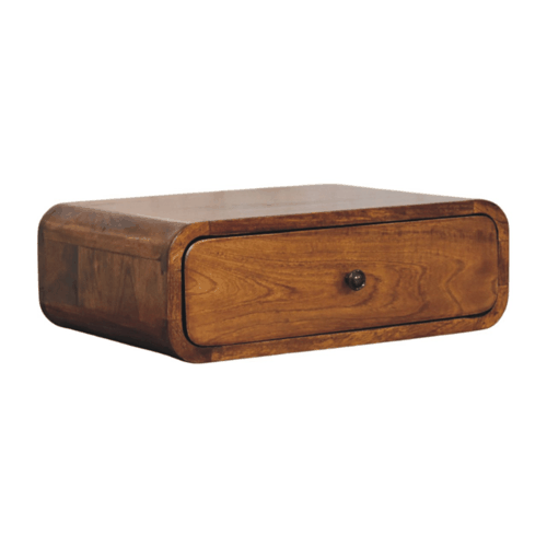 Avora Wall-Mounted Chestnut 1 Drawer Nightstand - Solid Mango Wood Floating Bedside Table