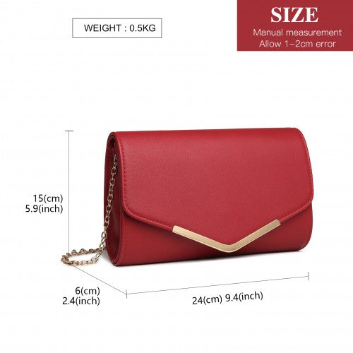 Miss Lulu Vegan Envelope Clutch Bag - Red