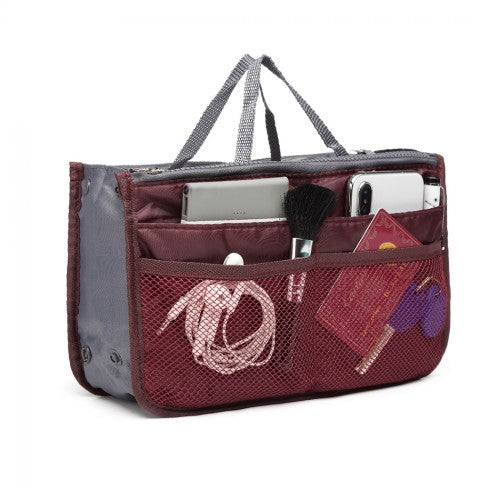 Miss Lulu Folding Nylon Handbag Organiser - Burgundy