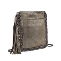 Miss Lulu Leather Look Chain Shoulder Bag with Tassel Pendant - Gold
