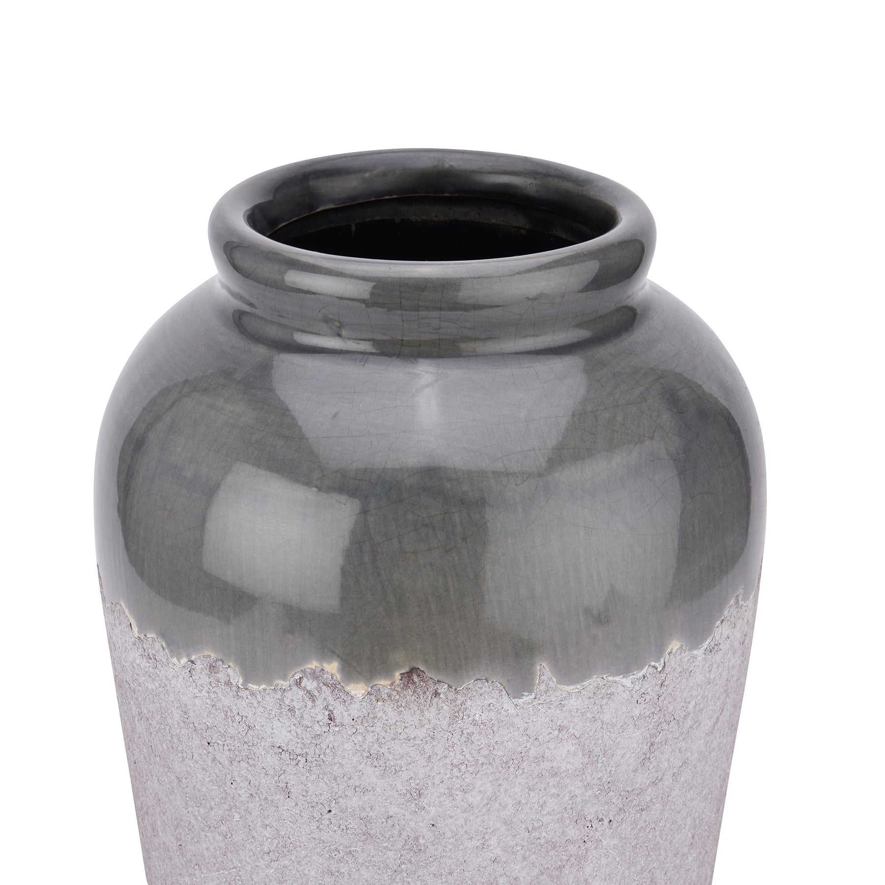Medium Conran Ceramic Vase – Blue & Grey Dual-Textured Floor Vase (38cm)