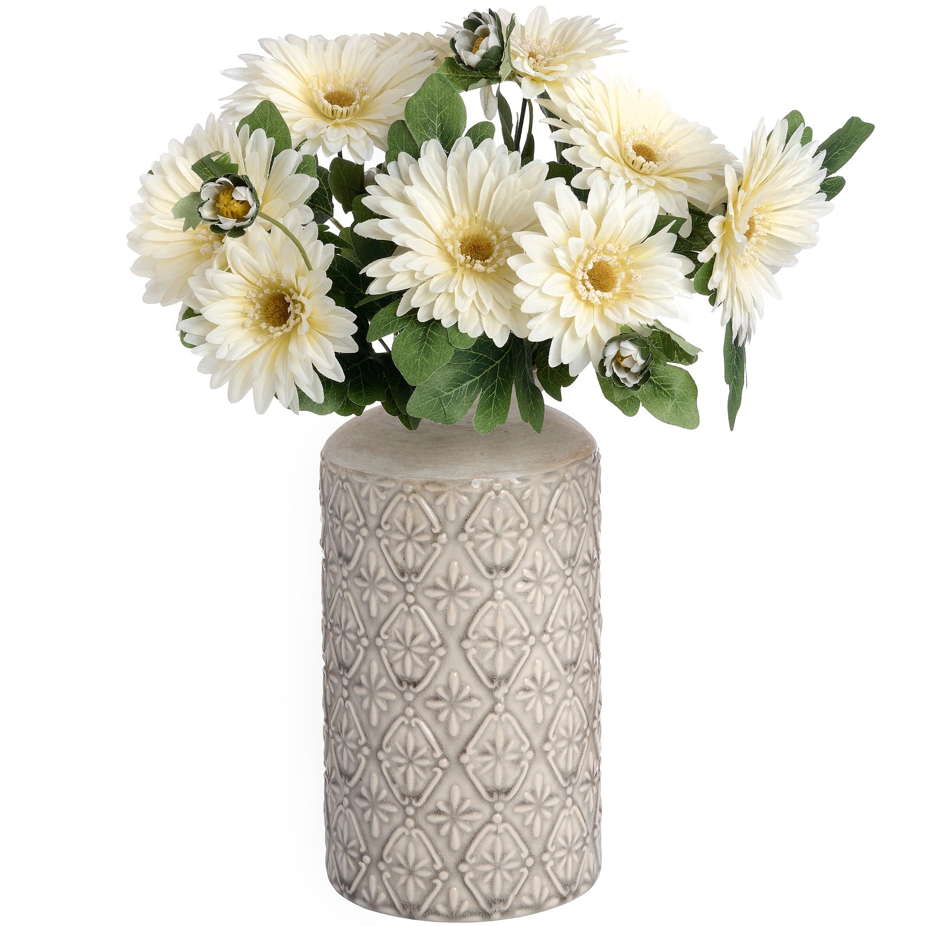 Medium Nero Patterned Ceramic Vase – Architectural White Decor (26cm)