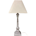 Pula  Classic Wooden Table Lamp with Whitewash Base & Linen Shade – Rustic & Neutral Lighting