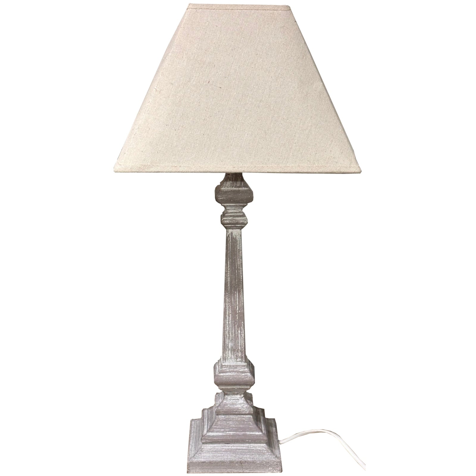 Pula  Classic Wooden Table Lamp with Whitewash Base & Linen Shade – Rustic & Neutral Lighting