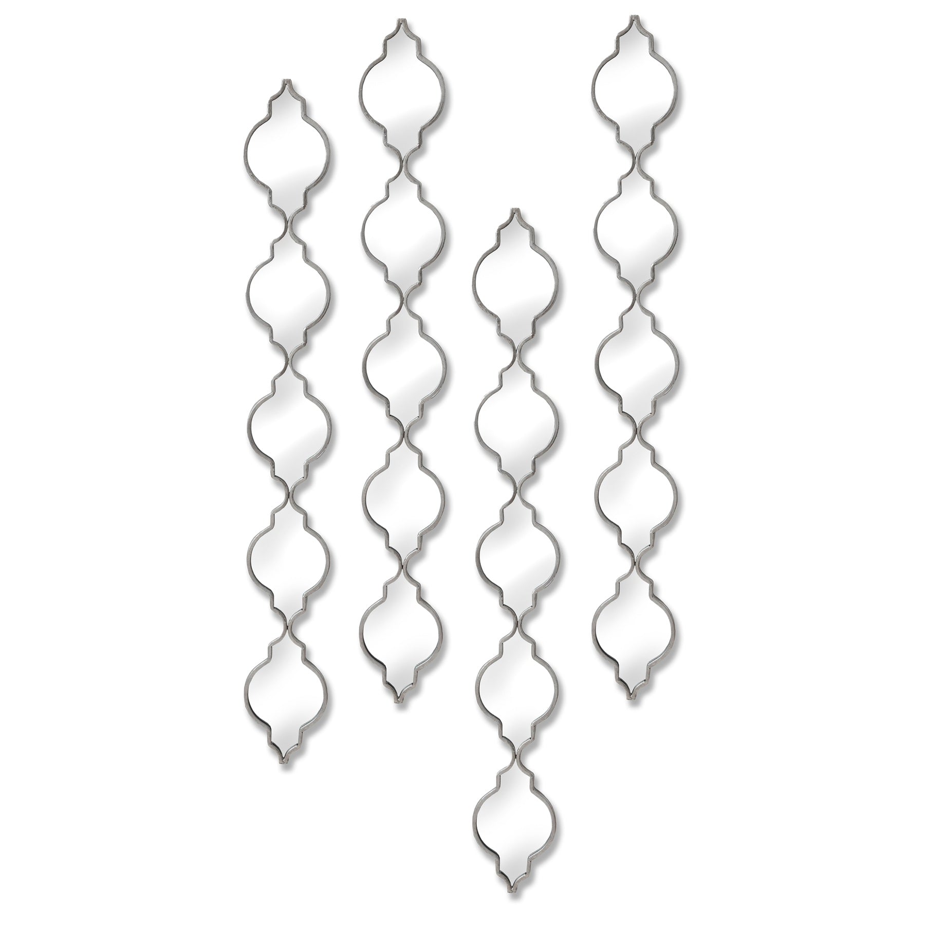 Silver Quarterfoil Decorative Hanging Mirror 132cm Handcrafted