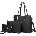 Miss Lulu Three Piece Tote Shoulder Bag And Clutch - Black