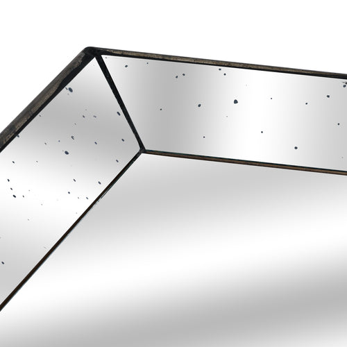 Astor Distressed Mirrored Square Tray with Wooden Detailing – Large
