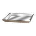 Astor Distressed Mirrored Square Tray with Wooden Detailing – Large