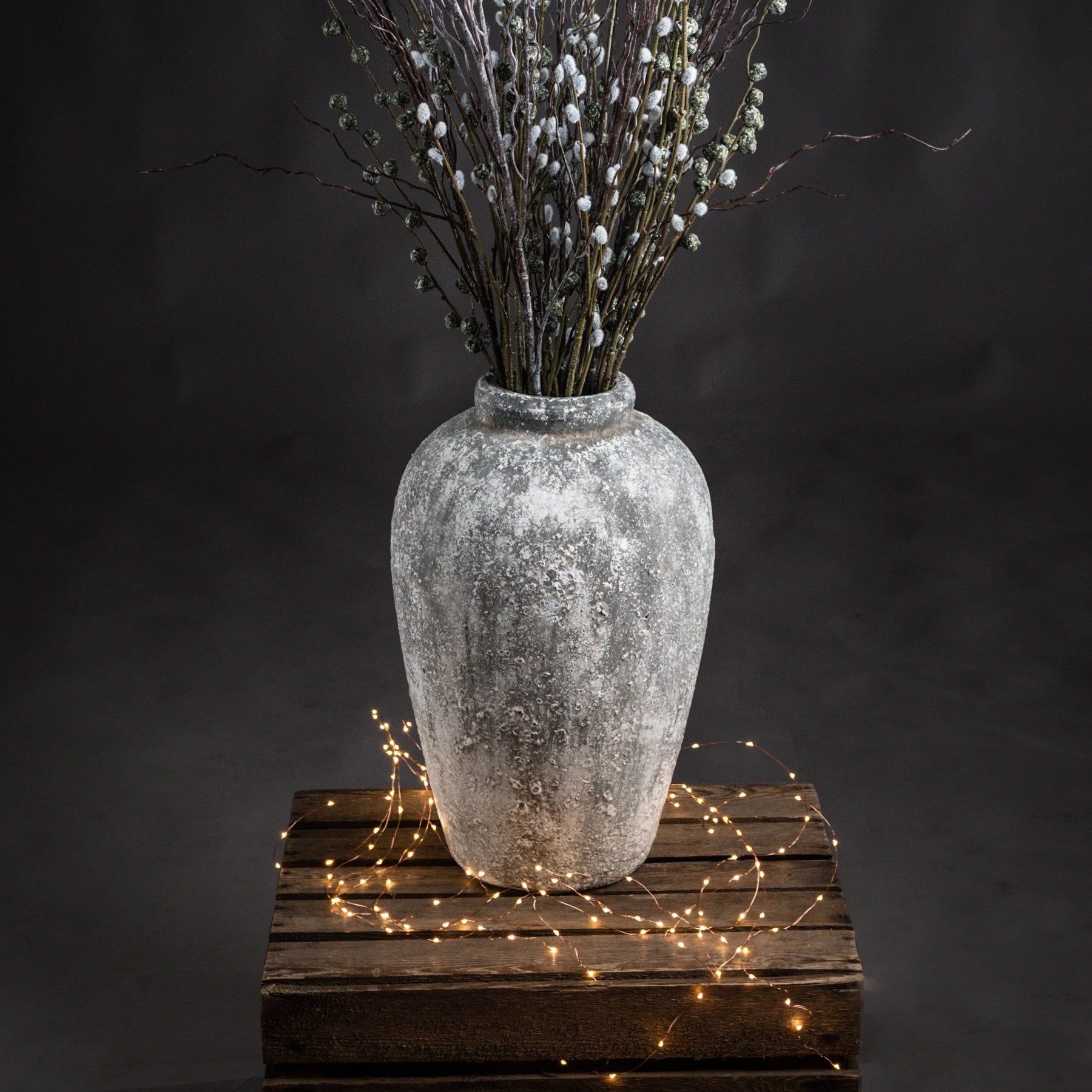 Aged Stone Tall Ceramic Vase – Sculptural Ceramic Statement Piece