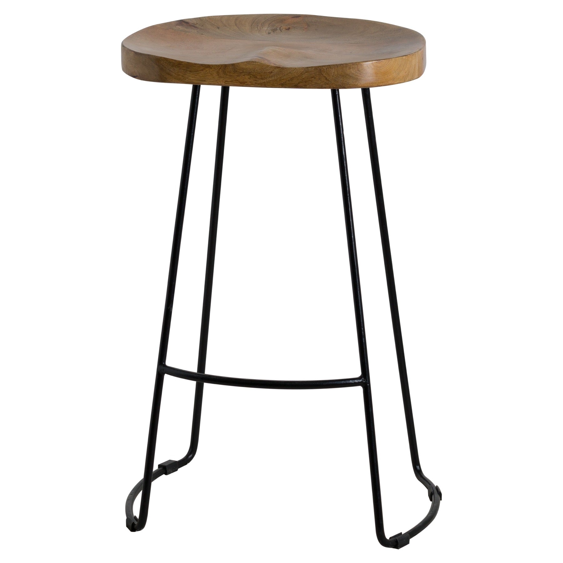 Franklin Hardwood Shaped Bar Stool HArdwood & Metal 75cm