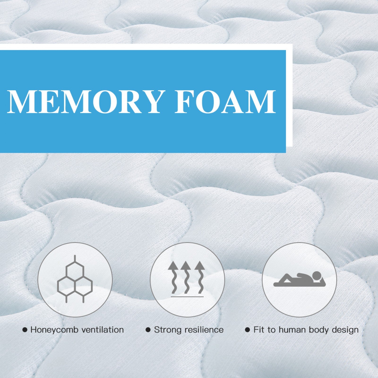 18cm Memory Foam & Spring Mattress – Cooling Honeycomb Design, Lumbar Support, Pressure Relief | Single, Small Double, Double, King