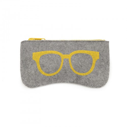 Soft Felt Glasses Case - Grey And Yellow