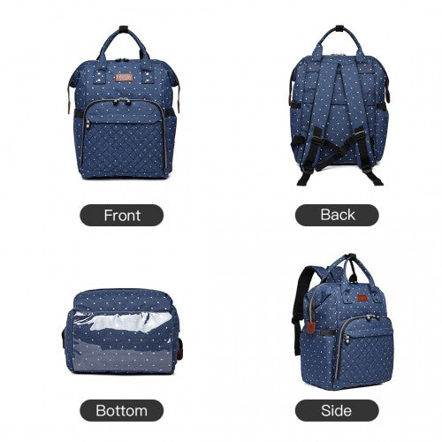Kono Wide Open Designed Baby Diaper Changing Backpack Dot - Navy