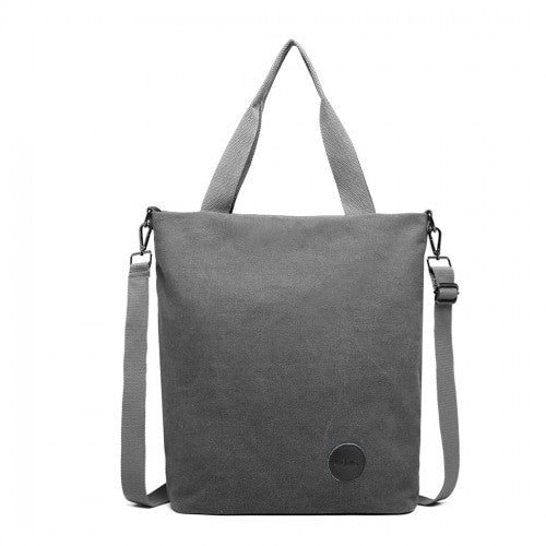 Kono Large Canvas Unisex Messenger Bag - Grey
