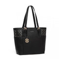 MISS LULU LASER CUT OUT TOTE SHOPPER BAG - BLACK
